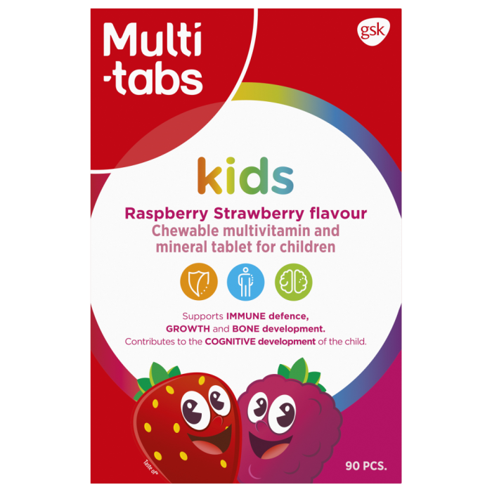 Multi-tabs Kids Vadelma-Mansikka Monivitamiini 90 purutabl kuva 2