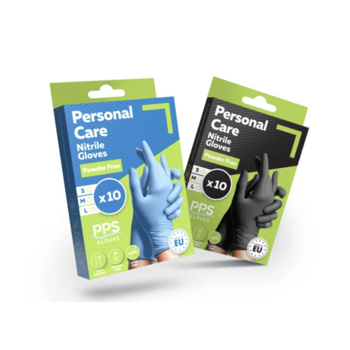 Personal Care Nitriilikäsine puuteriton musta L 10 kpl