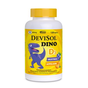 Devisol Dino mustikka appelsiini 15 mikrog 120 tabl