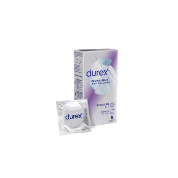 Durex Invisible Extra Lube Regular Fit Kondomi 8 kpl