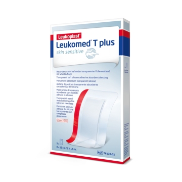 LEUKOMED T PLUS SKIN SENSITIVE 8X15 CM STERIILI HAAVASIDOS, SILIKONIKIINNTYS 5 KPL