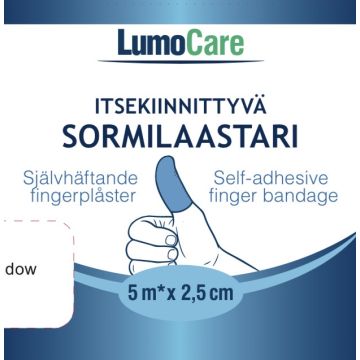 Lumocare itsekiinnittyvä sormilaastari 5 m x 2,5 cm sininen 1 kpl