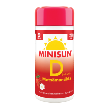 Minisun D-vitamiini Metsämansikka 50 mikrog 200 tabl