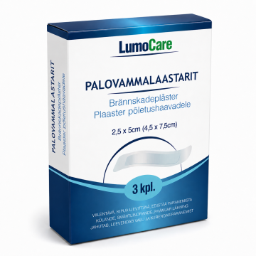 Lumocare palovammalaastari 4,5 x 7,5cm (2,5 x 5cm) 3 kpl