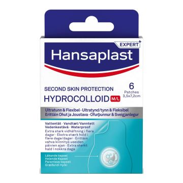 Hansaplast Second Skin Protection Hydrocolloid M/L (me 10) 6 kpl
